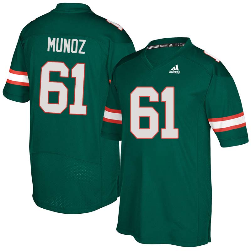 Adidas Miami Hurricanes #61 Jacob Munoz College Football Jerseys Sale-Green